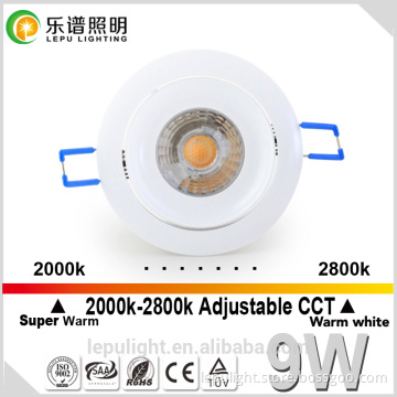 Super thin H31mm dim to warm cutout83mm dimmable warm white 8w CCT led cob recessed downlight